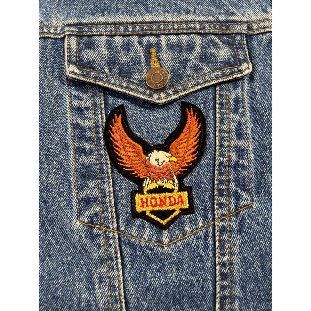 Vintage GAP Denim Vest XL Honda Motorcycle Biker Memorial Patches 90s Jean - Picture 3 of 6